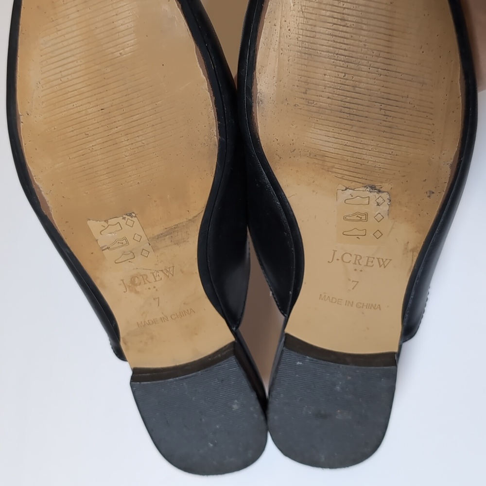 J. Crew Factory Black Leather Backless Loafer Mules - Picture 4 of 6